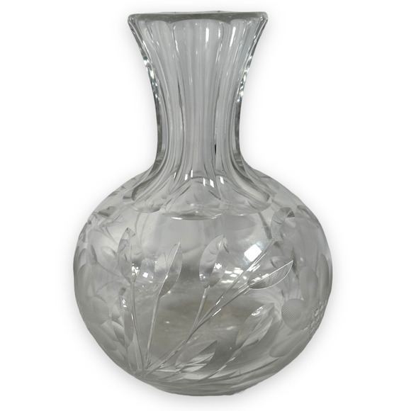 Antique American Brilliant Cut Glass Pitcher Carafe Decanter Floral Etched ABP - Picture 2 of 10
